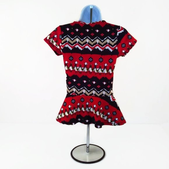 JM Collection Women's Short Sleeve Red Top Size Small - Picture 4 of 6